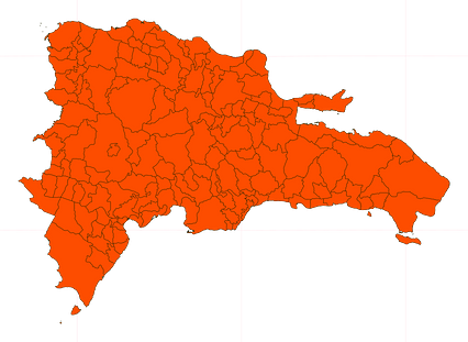 Mercator projection map of Dominican Republic in night lime on transparent background