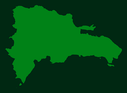 Mercator projection map of Dominican Republic in dim green and night emerald