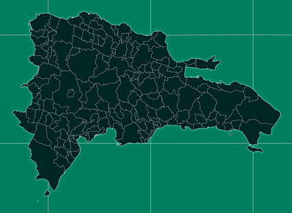 Mercator projection map of Dominican Republic in night cyan and whitened-rose