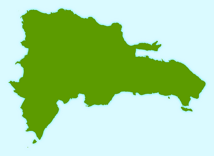 Mercator projection map of Dominican Republic in whitened-powder and chartreuse