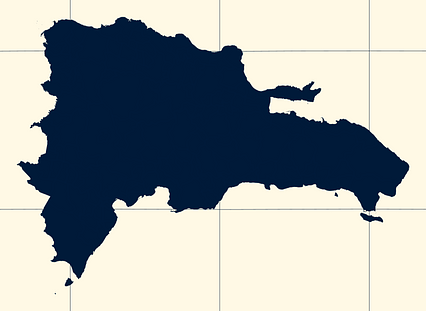 Mercator projection map of Dominican Republic showing municipalities boundaries in night blue and whitened-beige