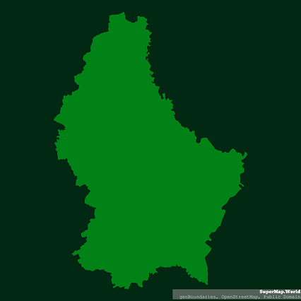 Mercator projection map of Luxembourg in dim green and night emerald