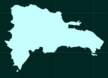 Mercator projection map of Dominican Republic in whitened-cyan and night teal