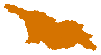 Mercator projection map of Georgia in cinnamon on transparent background