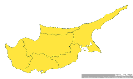 Cyprus map (Mercator projection) showing boundaries in night teal on ...