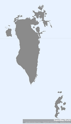 Mercator projection map of Bahrain in gray and whitened-azure