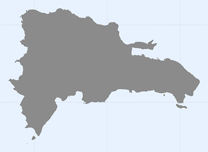 Mercator projection map of Dominican Republic in gray and whitened-azure