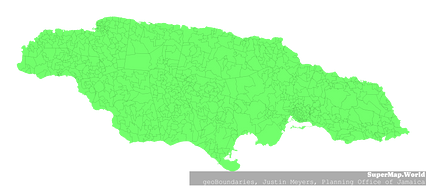Jamaica map (Mercator projection) showing community boundaries in ...
