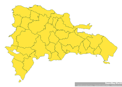 Mercator projection map of Dominican Republic showing boundaries in night teal on transparent background