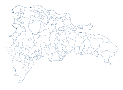 Mercator projection map of Dominican Republic in dark blue on transparent background