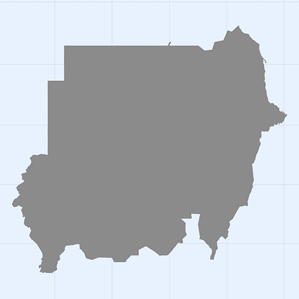 Mercator projection map of Sudan in gray and whitened-azure