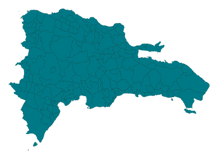 Mercator projection map of Dominican Republic in dim powder on transparent background