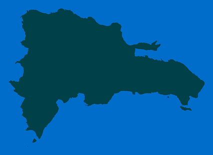 Mercator projection map of Dominican Republic in dim blue and dark powder