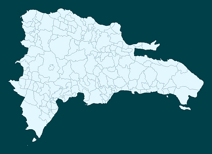 Mercator projection map of Dominican Republic in whitened-sky and dark powder