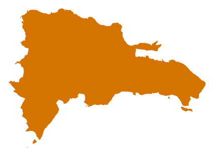 Mercator projection map of Dominican Republic in cinnamon on transparent background