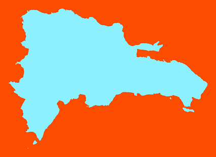 Mercator projection map of Dominican Republic in orange and pastel powder