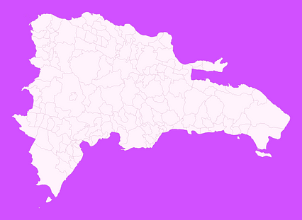 Mercator projection map of Dominican Republic in dark pink and purple