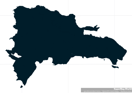 Mercator projection map of Dominican Republic showing boundaries in night cerulean on transparent background