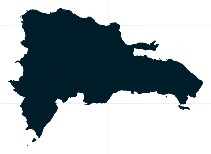 Mercator projection map of Dominican Republic showing municipalities boundaries in night cerulean on transparent background