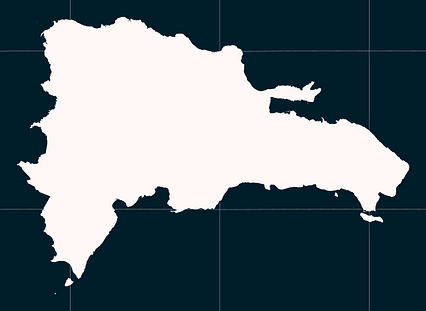 Mercator projection map of Dominican Republic in whitened-red and night cerulean