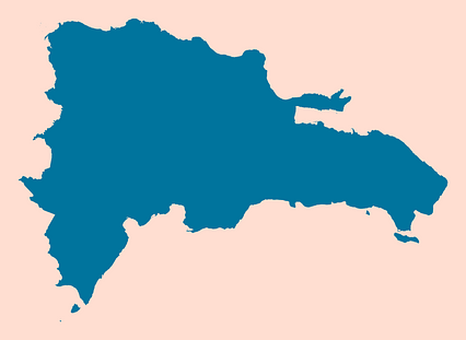 Mercator projection map of Dominican Republic in pastel red and dim cerulean