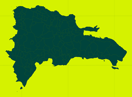 Mercator projection map of Dominican Republic in pastel lime and dark teal