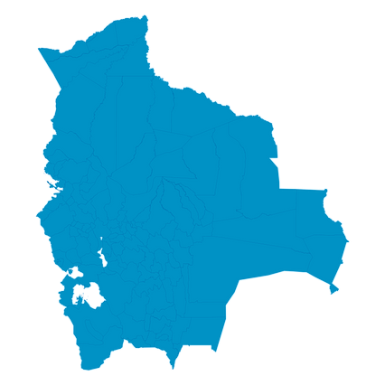 Mercator projection map of Bolivia (Plurinational State of) in dim azure on transparent background