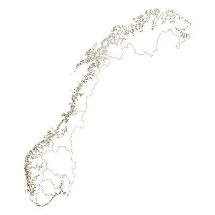Norway map (Mercator projection) showing fylke boundaries in dark amber ...